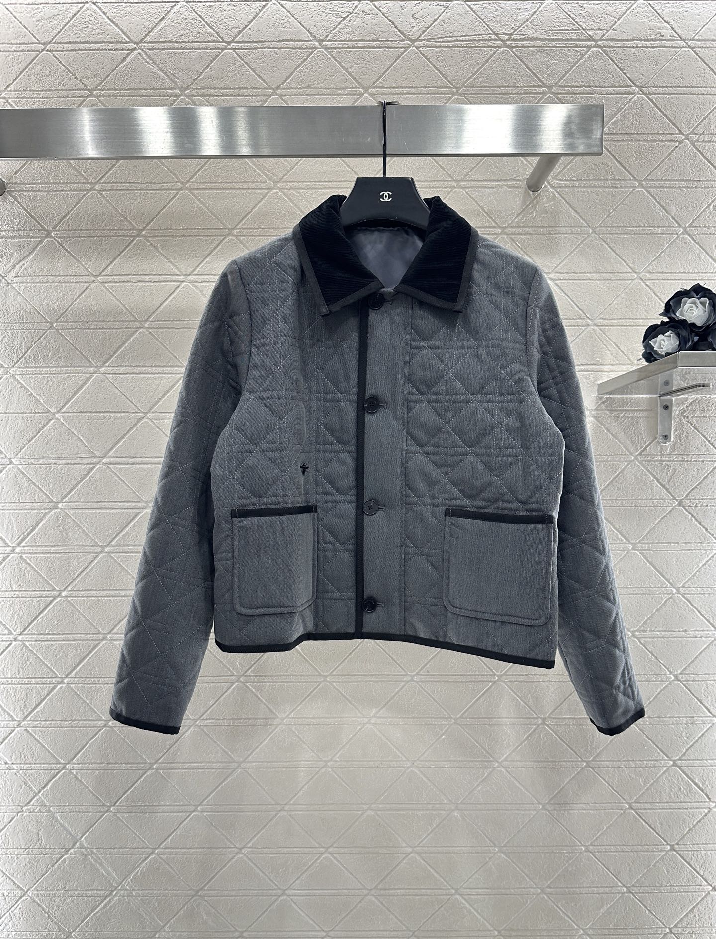 Corduroy rattan plaid cotton jacket