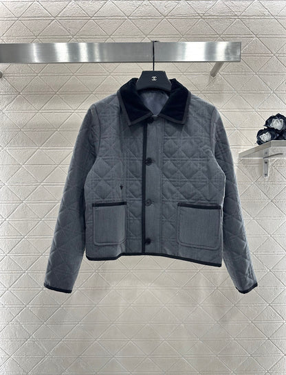 Corduroy rattan plaid cotton jacket