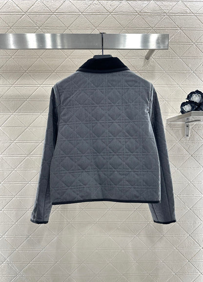 Corduroy rattan plaid cotton jacket