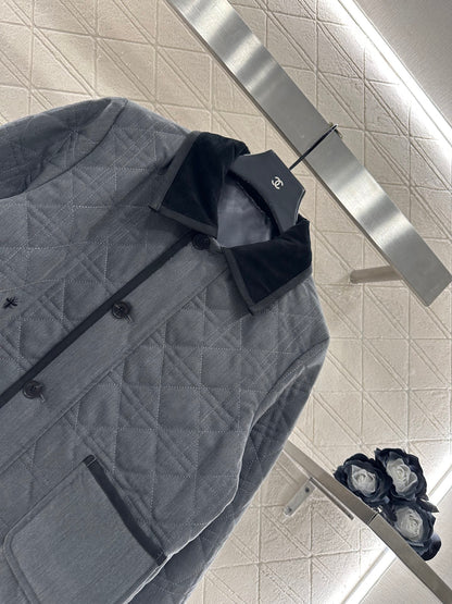 Corduroy rattan plaid cotton jacket