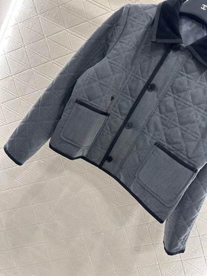 Corduroy rattan plaid cotton jacket