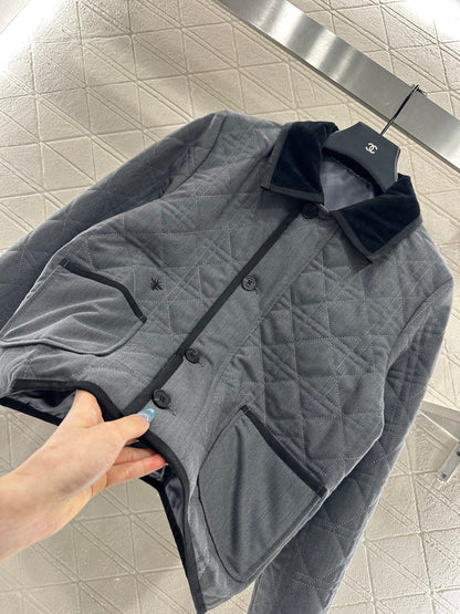 Corduroy rattan plaid cotton jacket