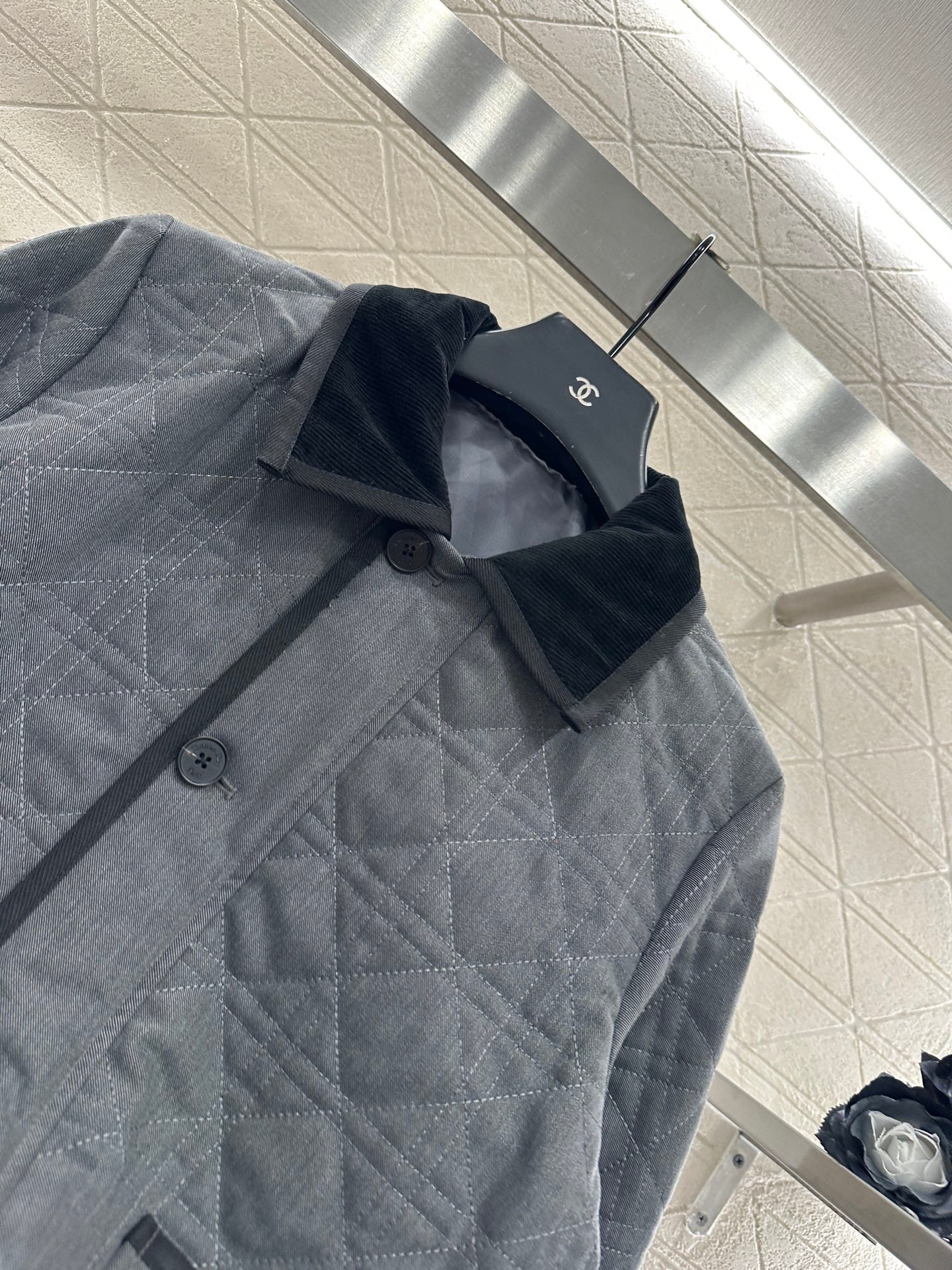 Corduroy rattan plaid cotton jacket