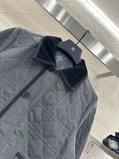 Corduroy rattan plaid cotton jacket