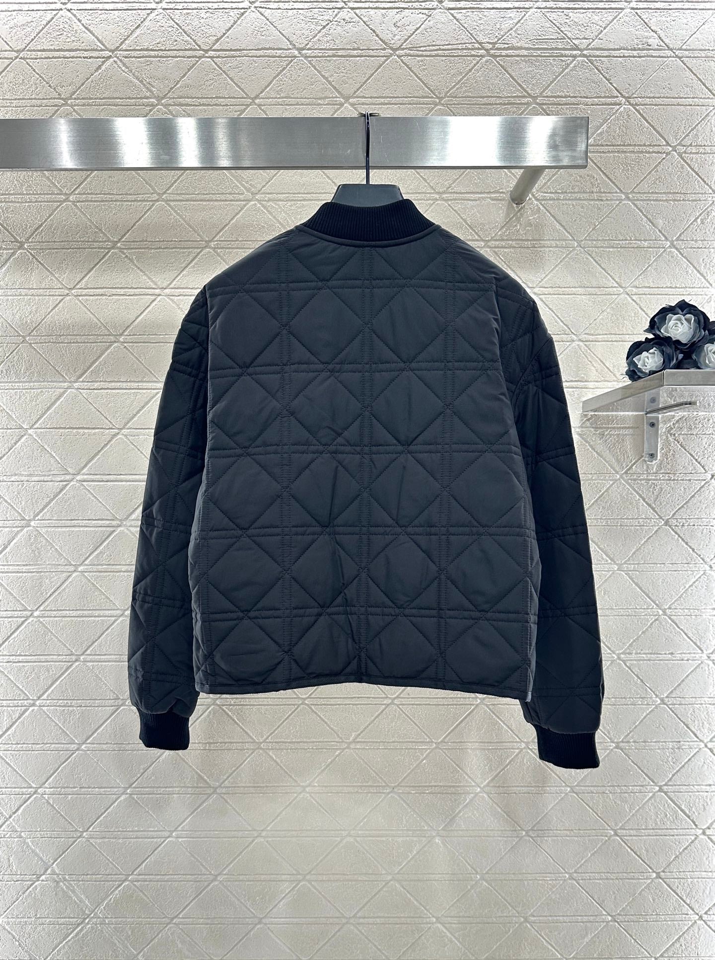 V-neck edging rattan plaid jacket cotton jacket