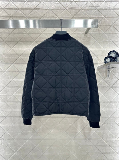 V-neck edging rattan plaid jacket cotton jacket