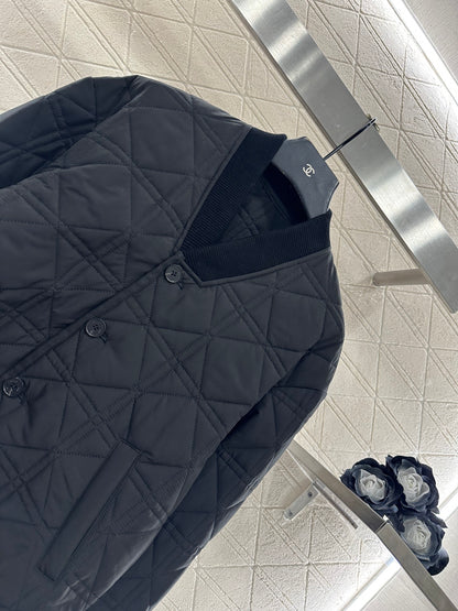 V-neck edging rattan plaid jacket cotton jacket