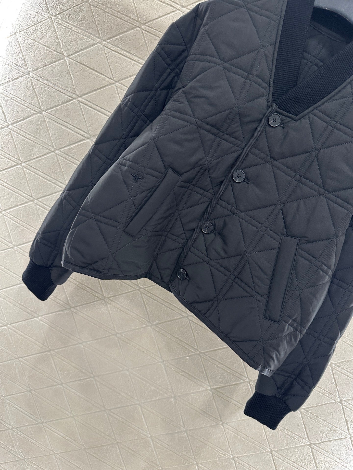 V-neck edging rattan plaid jacket cotton jacket