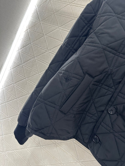 V-neck edging rattan plaid jacket cotton jacket