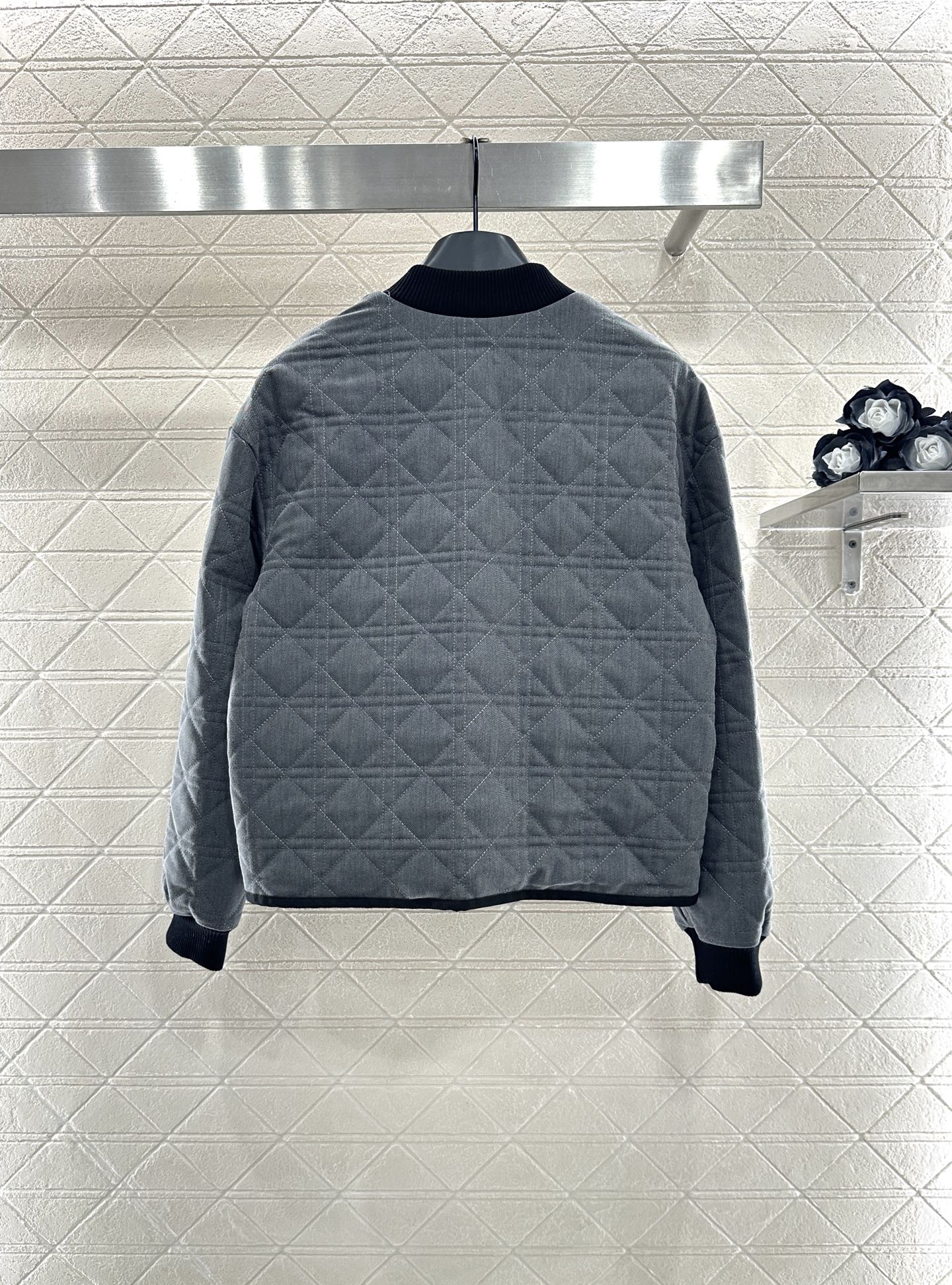 V-neck edging rattan plaid jacket cotton jacket