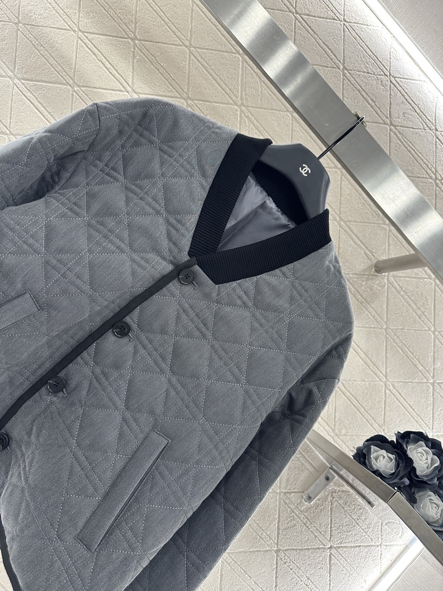 V-neck edging rattan plaid jacket cotton jacket