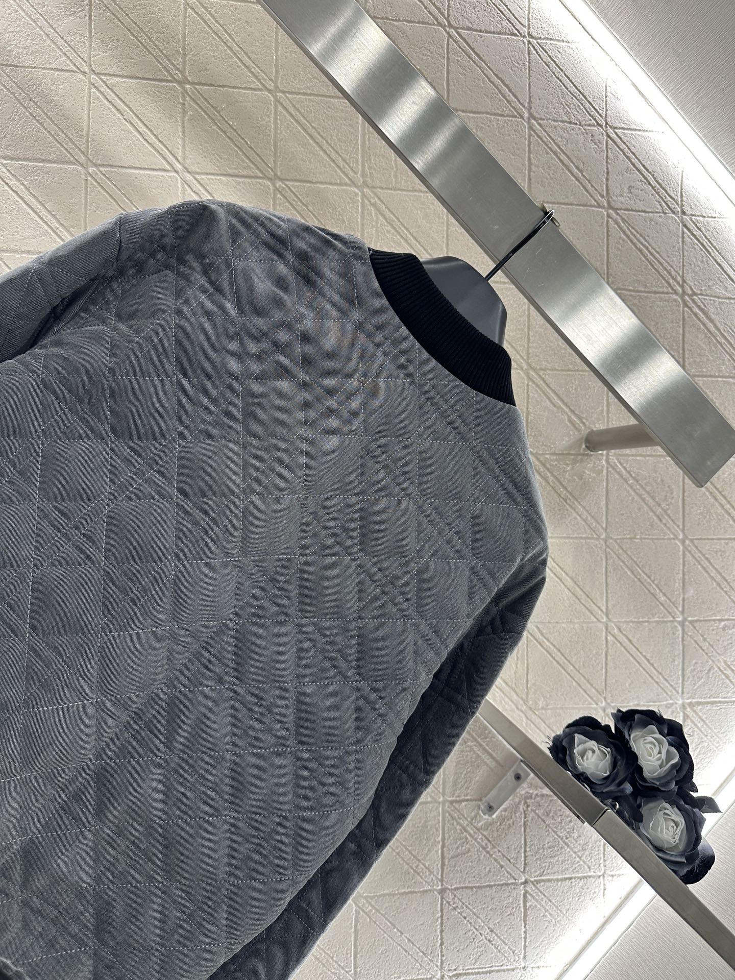 V-neck edging rattan plaid jacket cotton jacket