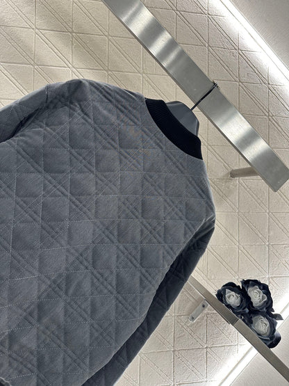 V-neck edging rattan plaid jacket cotton jacket