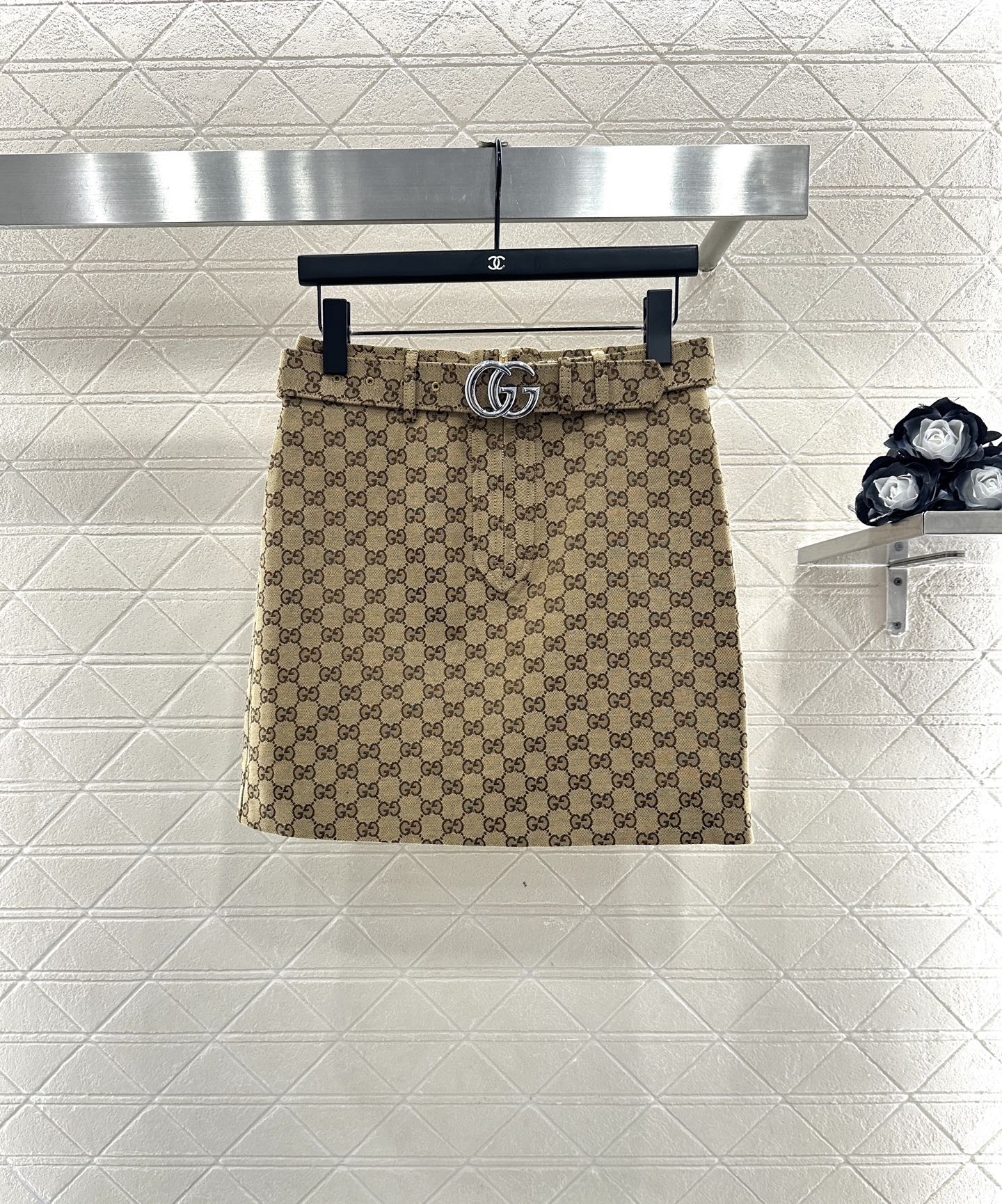 Jacquard belt short skirt