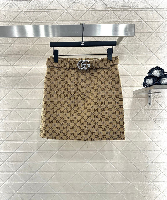 Jacquard belt short skirt