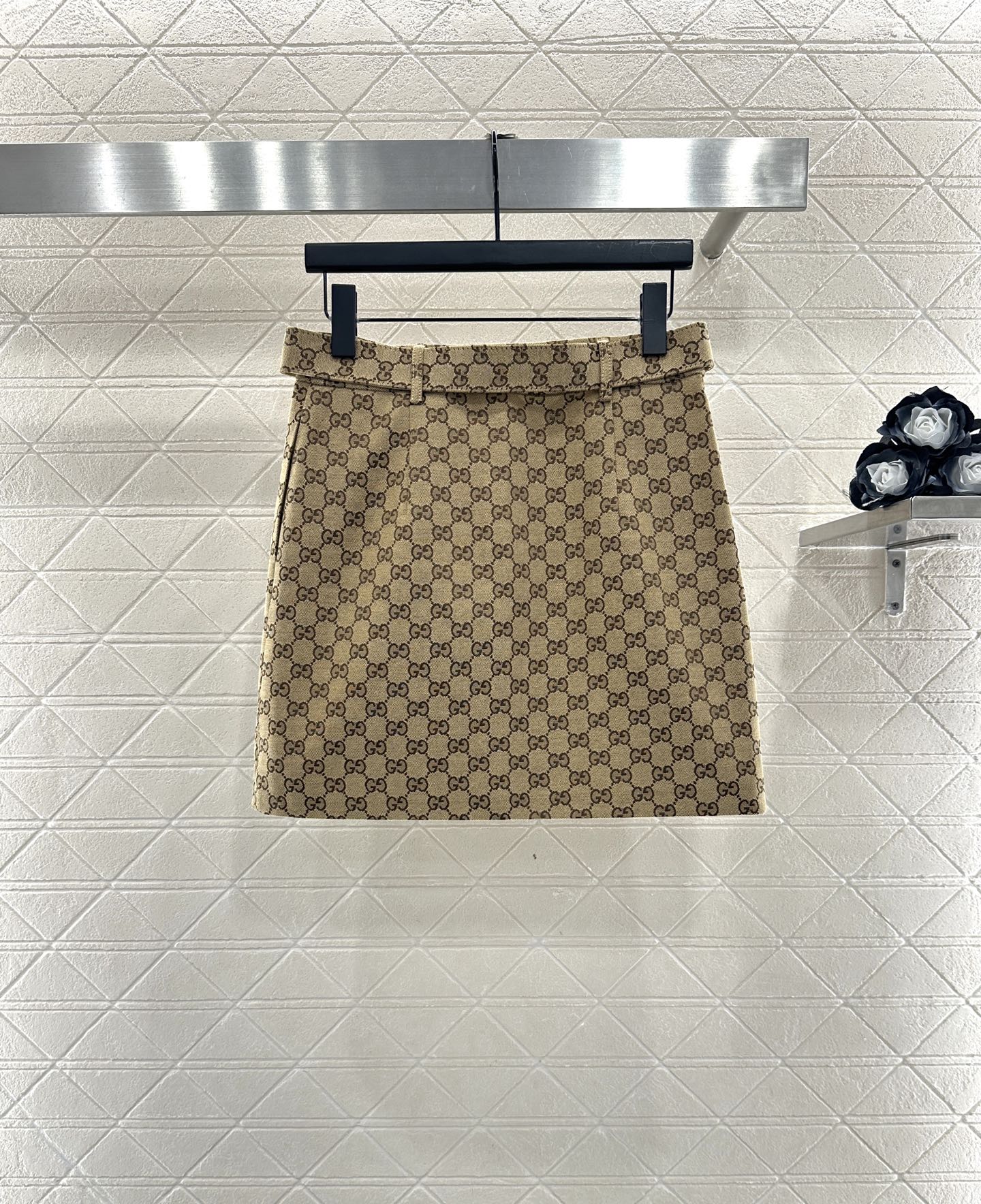 Jacquard belt short skirt