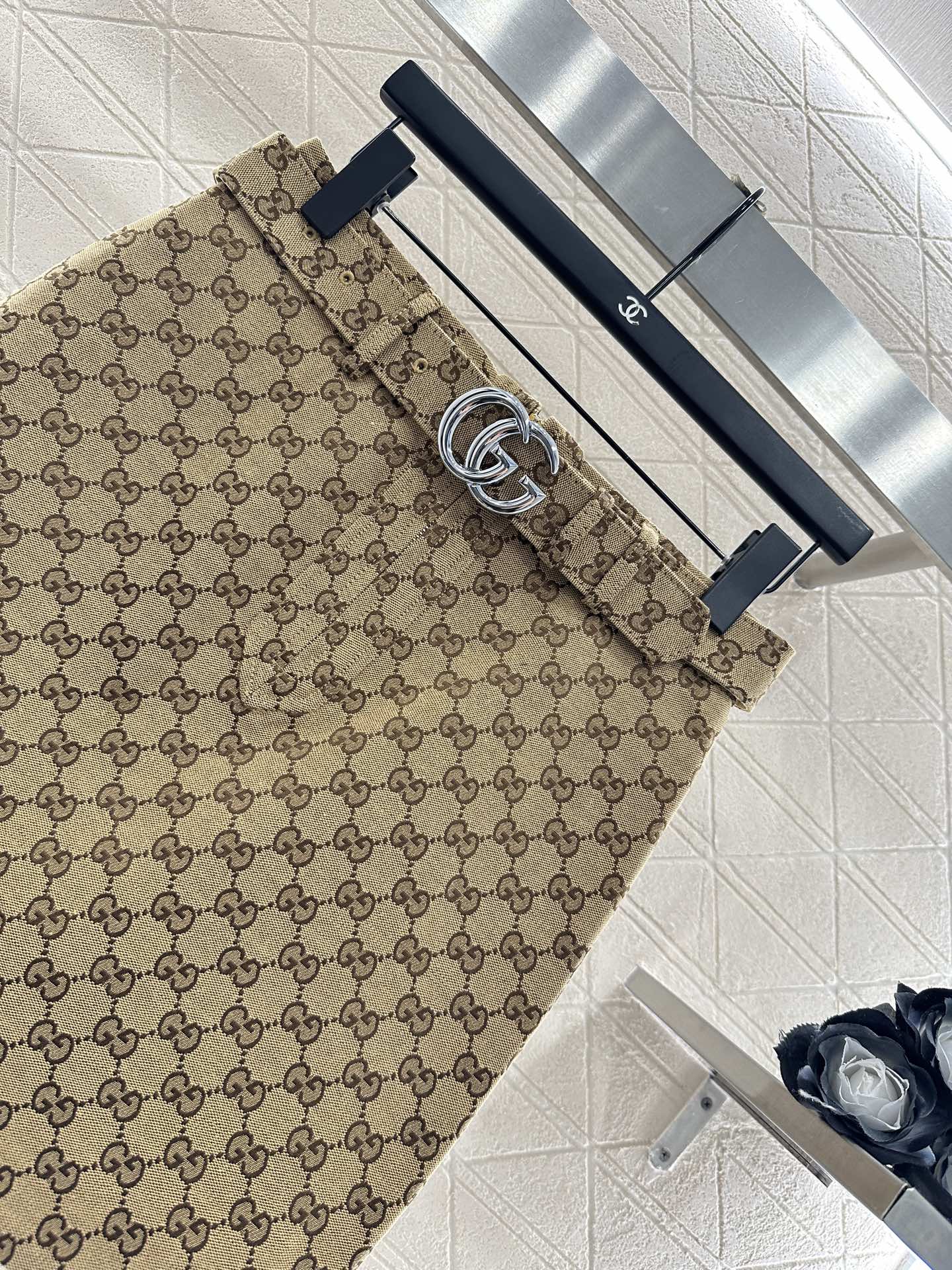 Jacquard belt short skirt