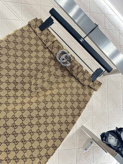 Jacquard belt short skirt