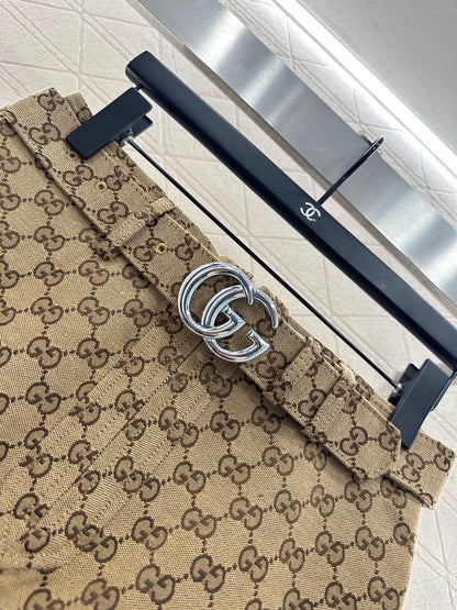 Jacquard belt short skirt