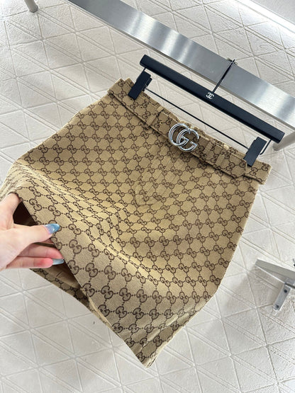 Jacquard belt short skirt