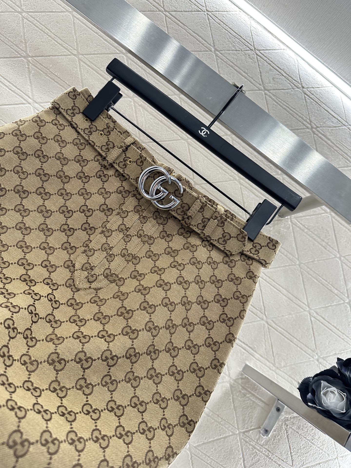 Jacquard belt short skirt