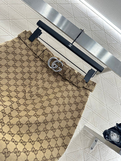 Jacquard belt short skirt