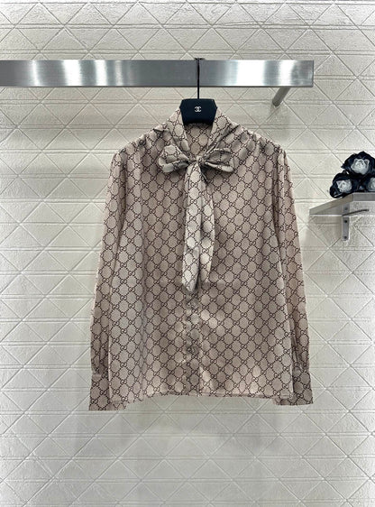 Lace up printed shirt