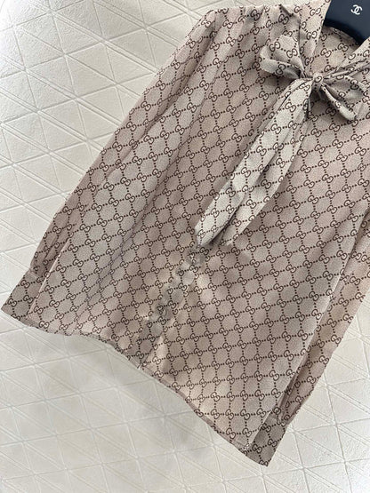 Lace up printed shirt