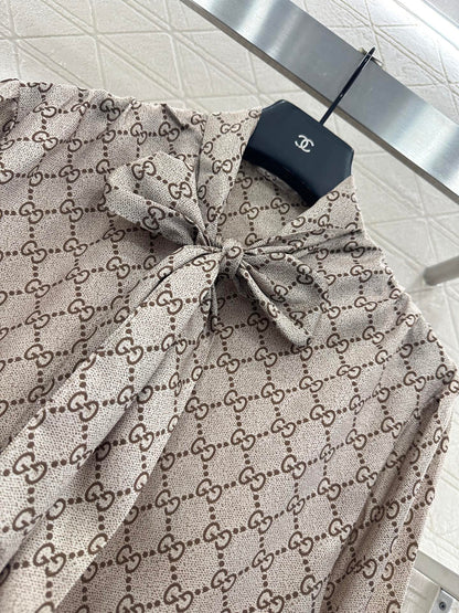 Lace up printed shirt