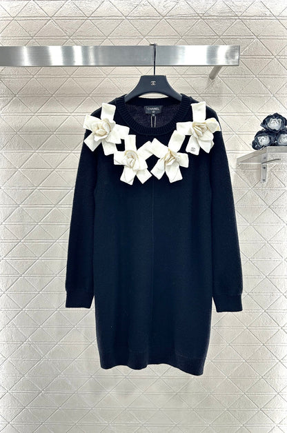 3D Camellia Knitted Dress