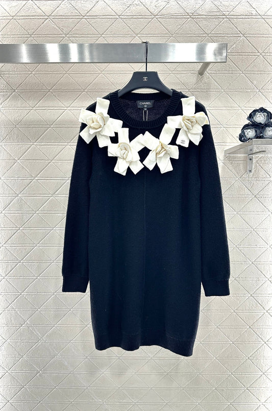 3D Camellia Knitted Dress