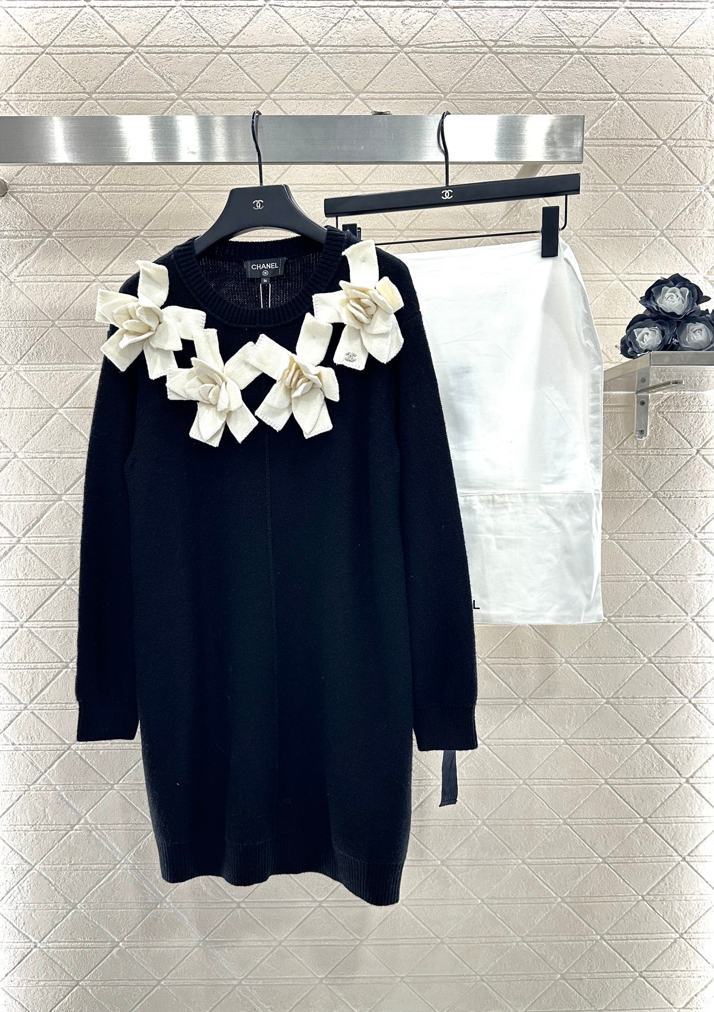 3D Camellia Knitted Dress