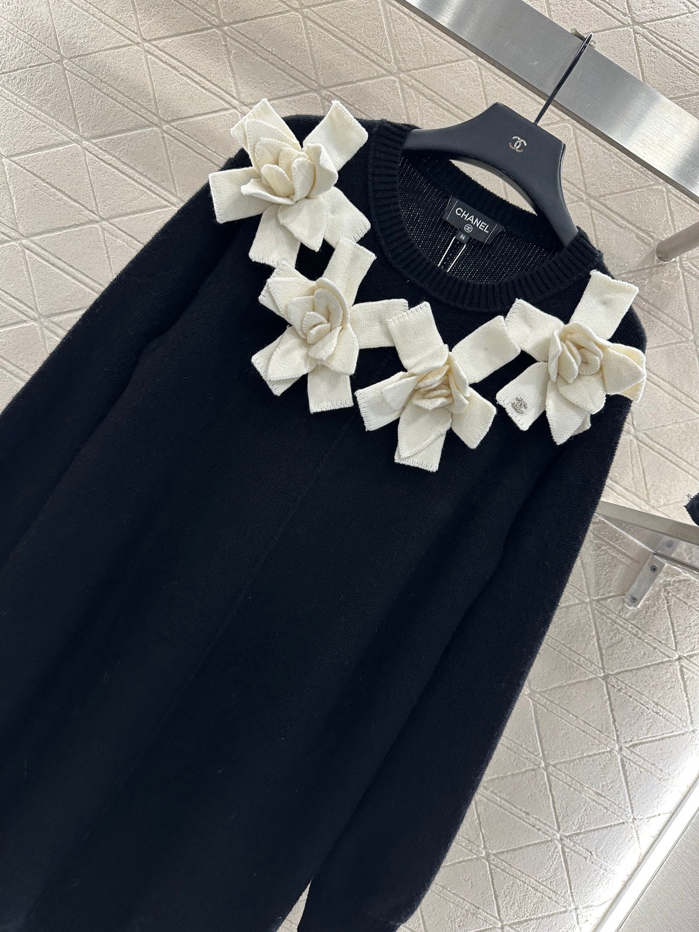 3D Camellia Knitted Dress