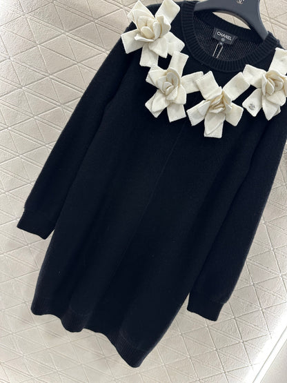 3D Camellia Knitted Dress