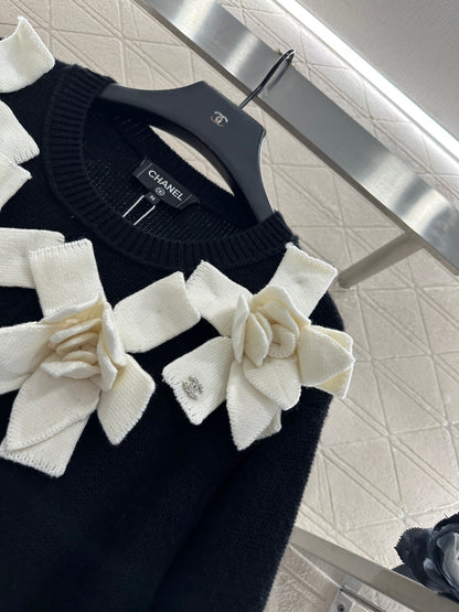 3D Camellia Knitted Dress