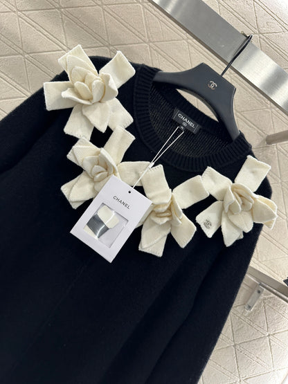 3D Camellia Knitted Dress