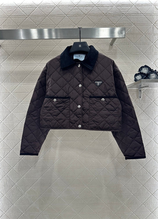 Corduroy collar short cotton jacket