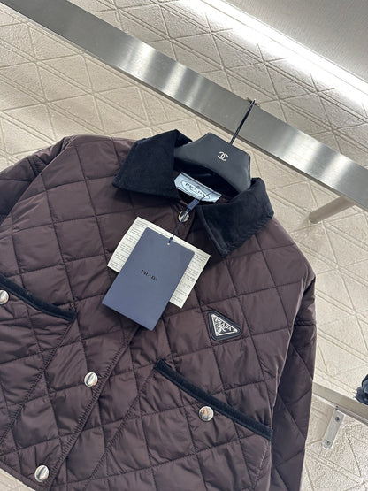 Corduroy collar short cotton jacket