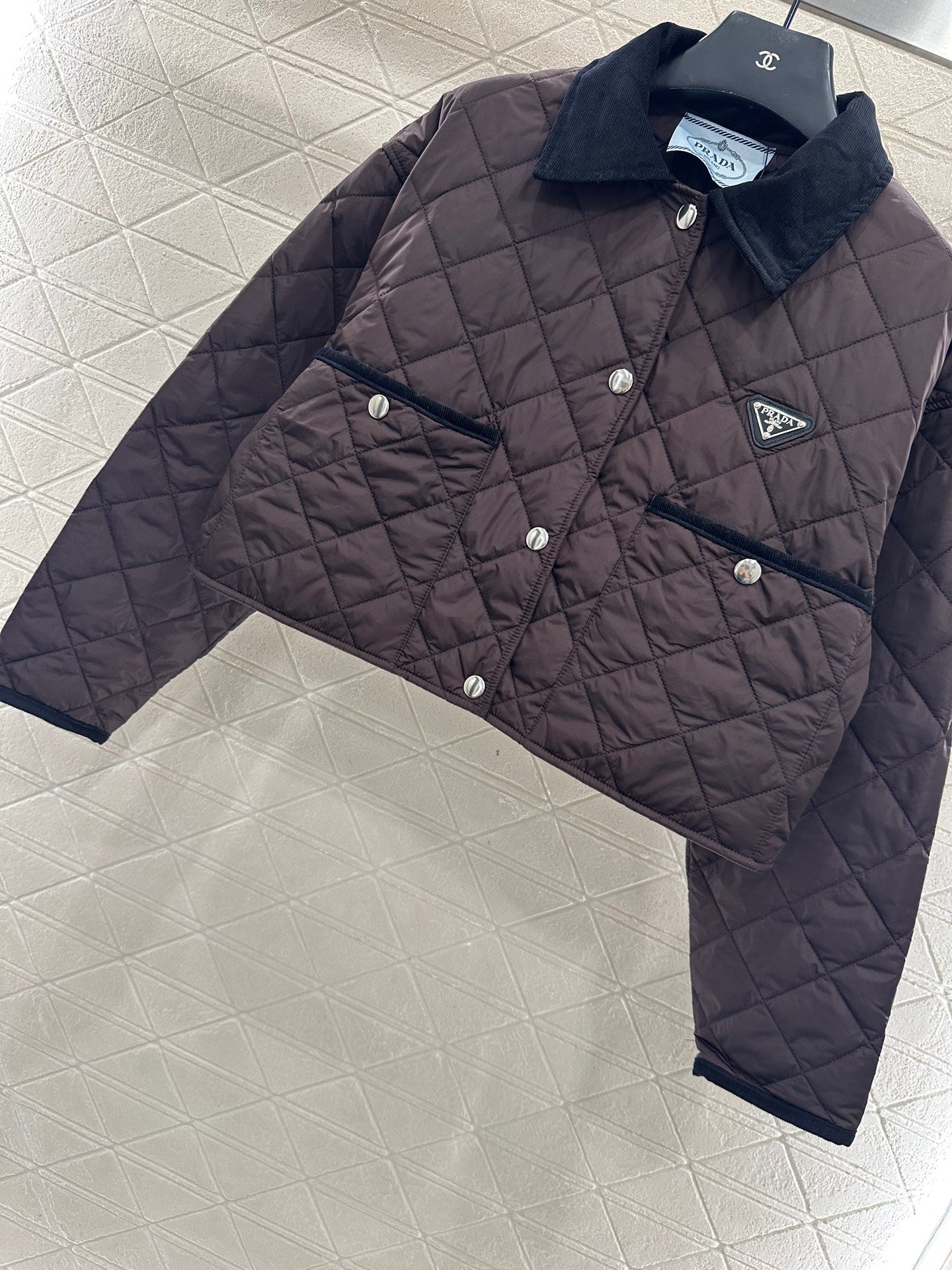 Corduroy collar short cotton jacket