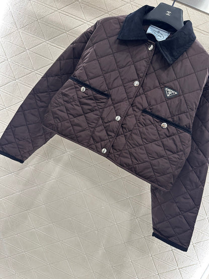 Corduroy collar short cotton jacket