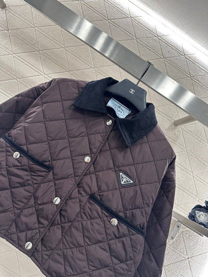 Corduroy collar short cotton jacket