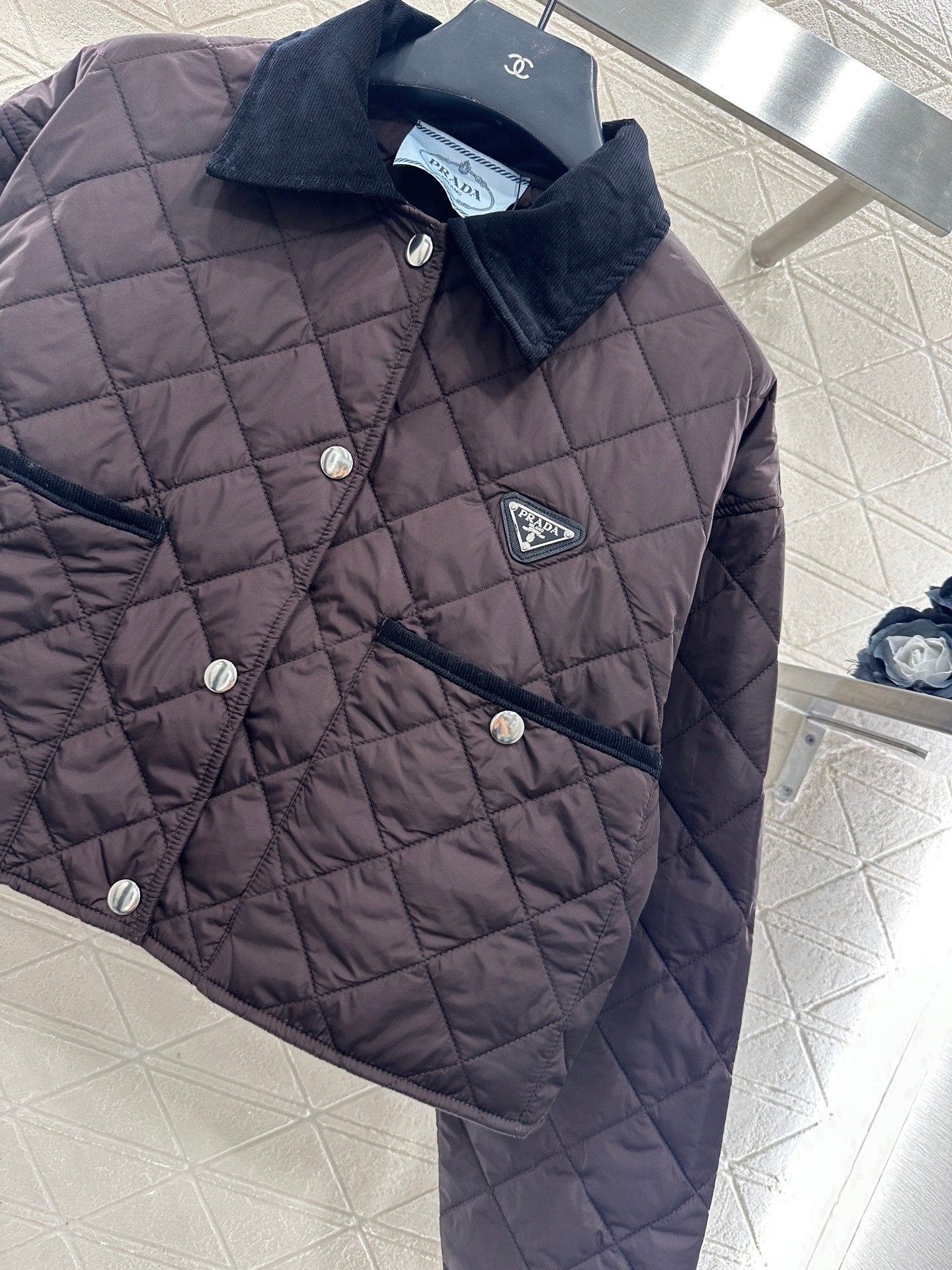 Corduroy collar short cotton jacket