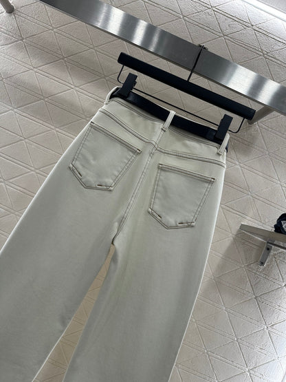 Straight waist belt with fleece jeans