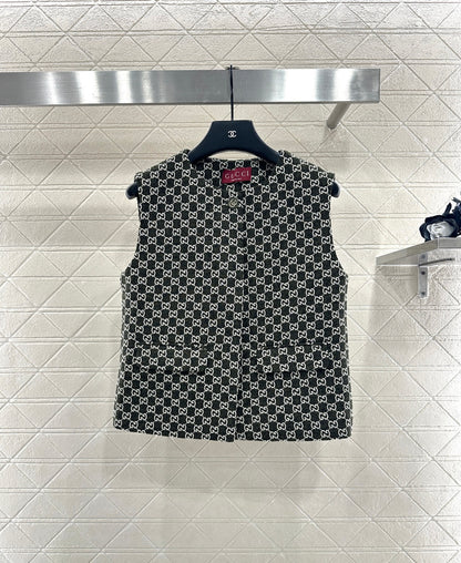 Round neck jacquard vest