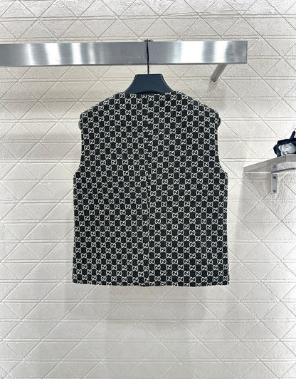 Round neck jacquard vest
