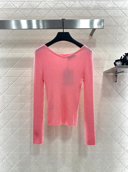 Slim fit base striped knitted long sleeved shirt