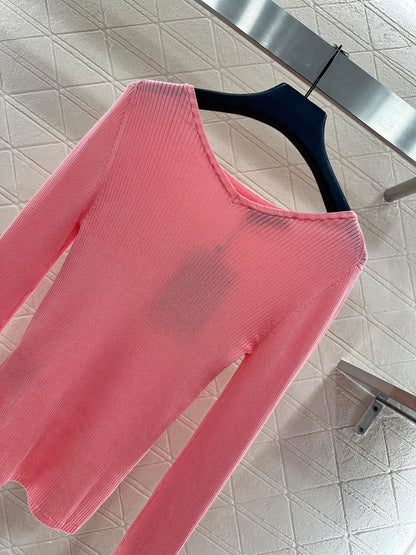 Slim fit base striped knitted long sleeved shirt