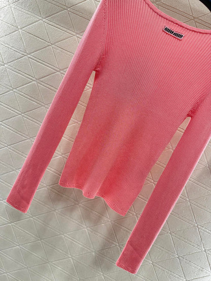 Slim fit base striped knitted long sleeved shirt