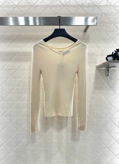 Slim fit base striped knitted long sleeved shirt