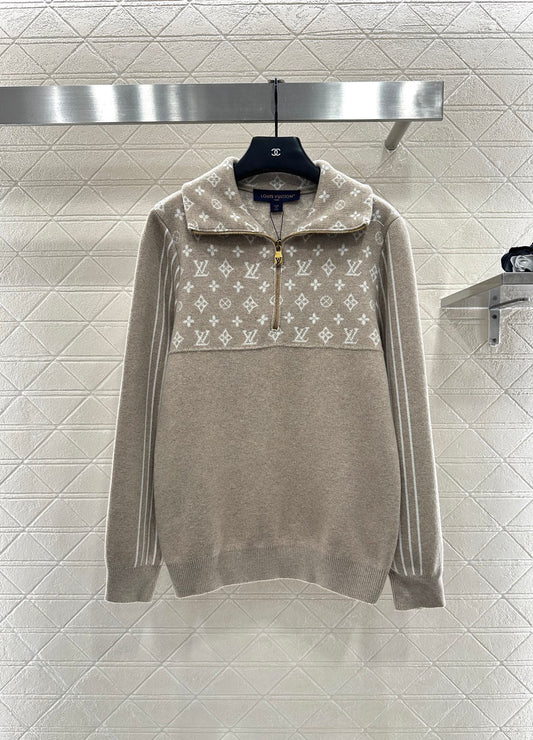 Collar Splicing Jacquard Knitted Top